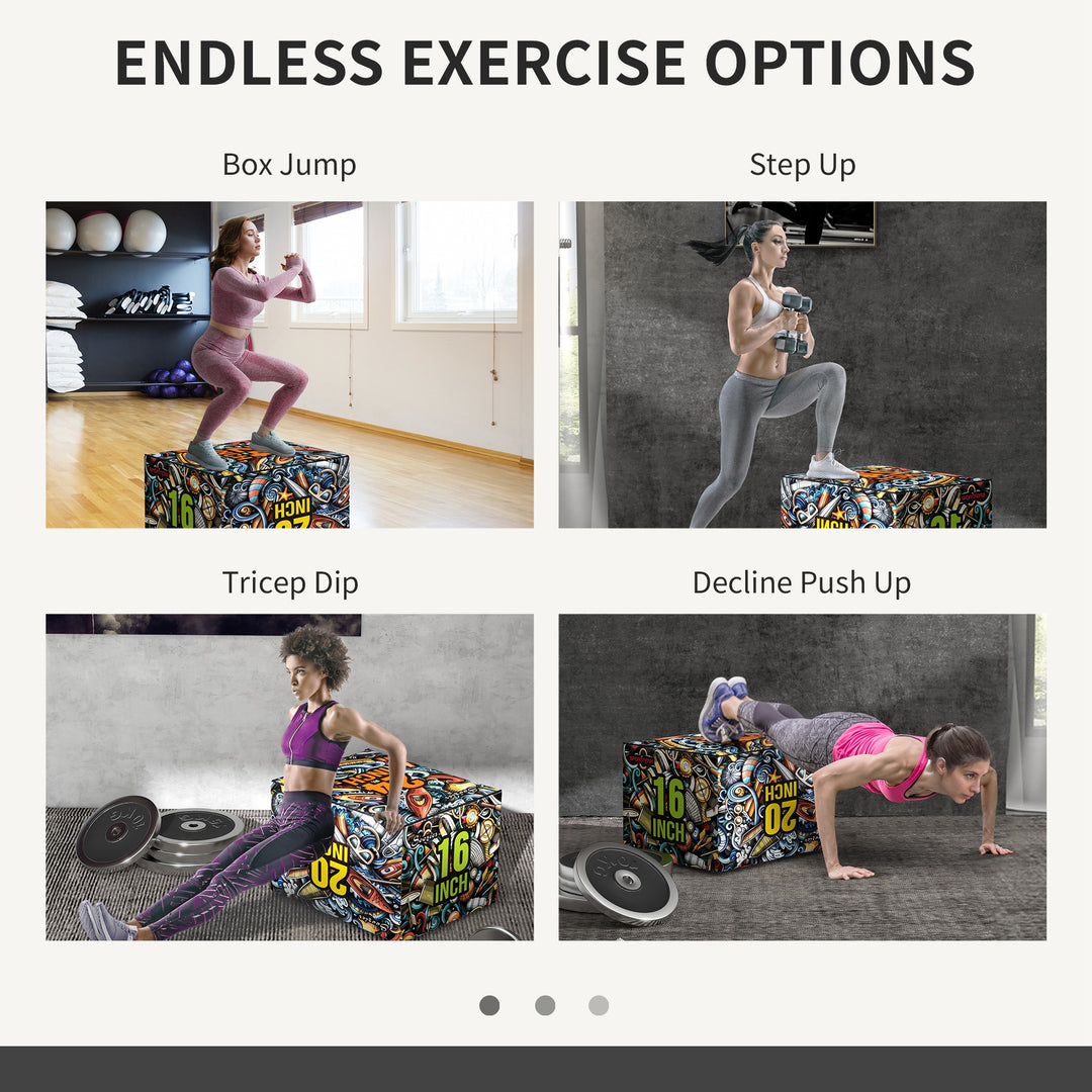 Soozier Soft Plyo Box,  3-in-1 Plyometric Box,  Non-Slip Jump Box for Conditioning and Strength Training, 24" x 20" x 16"