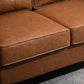 HOMCOM 51" PU Leather Loveseat, Upholstered Double Sofa Couch with Armrests, Tufted Backrest, Pocket Spring and Sponge Padded Cushion for Living Room, Bedroom, Home Office, Brown