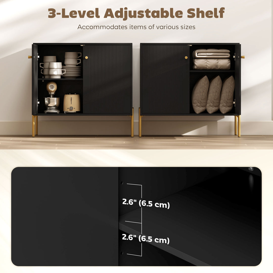 HOMCOM Sideboard, Modern Buffet Cabinet, Coffee Bar Cabinet with Fluted Doors and Adjustable Shelf, White