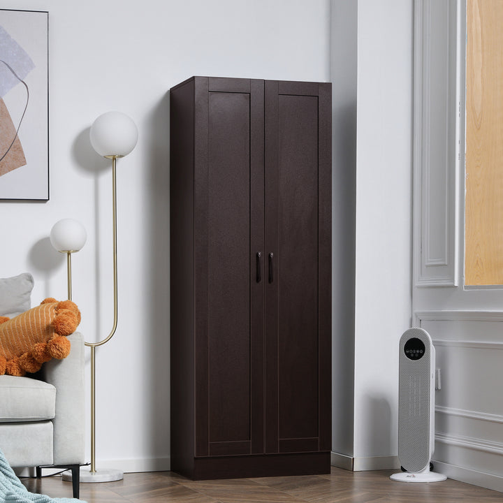 HOMCOM 66" Kitchen Pantry Cabinet, Freestanding Storage Cabinet with 2 Soft Close Doors and 4 Shelves, Dark Walnut