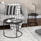 HOMCOM Round Nesting Coffee Table Set of 2, Stacking Modern Accent Tables with Faux Marble Tabletop and Metal Frame for Living Room, Black