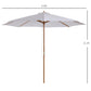Outsunny 10' x 8' Bamboo Wooden Round Market Patio Sun Umbrella Garden Parasol Outdoor Sunshade Canopy, White