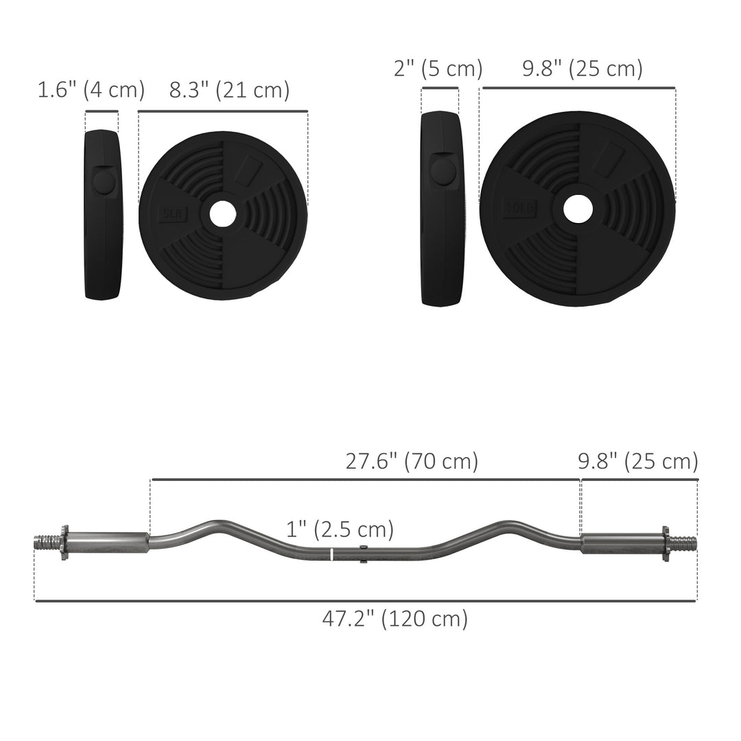 Soozier 50LBS Barbell Weight Set, Adjustable Weights with Curl Bar for Home Gym Women and Men Weight Lifting Training