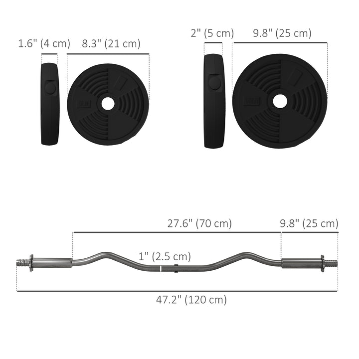 Soozier 50LBS Barbell Weight Set, Adjustable Weights with Curl Bar for Home Gym Women and Men Weight Lifting Training