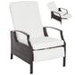 Outsunny Outdoor Rattan Recliner Chair, Wicker Reclining Chair with Adjustable Back Retractable Footrest Cushion Blue