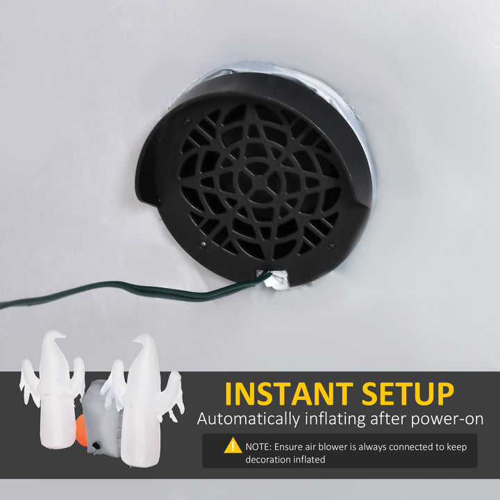 HOMCOM 4ft Halloween Inflatable Ghosts with Tombstone and Pumpkin, LED Lighted for Home Indoor Outdoor Garden Lawn Decoration Party Prop