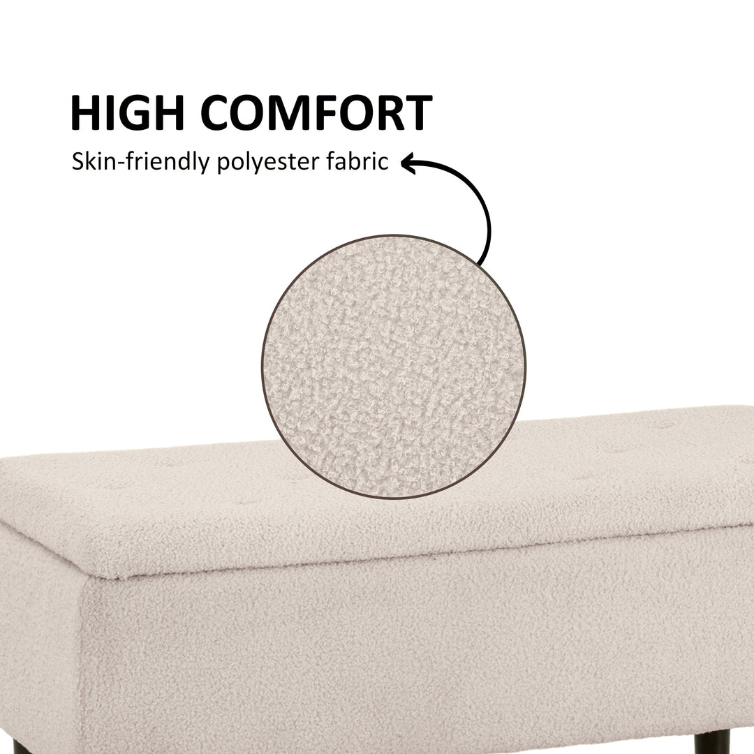 HOMCOM Modern Storage Bench, Ottoman with Storage and Teddy Velvet Upholstery for Living Room, Bedroom, Blue