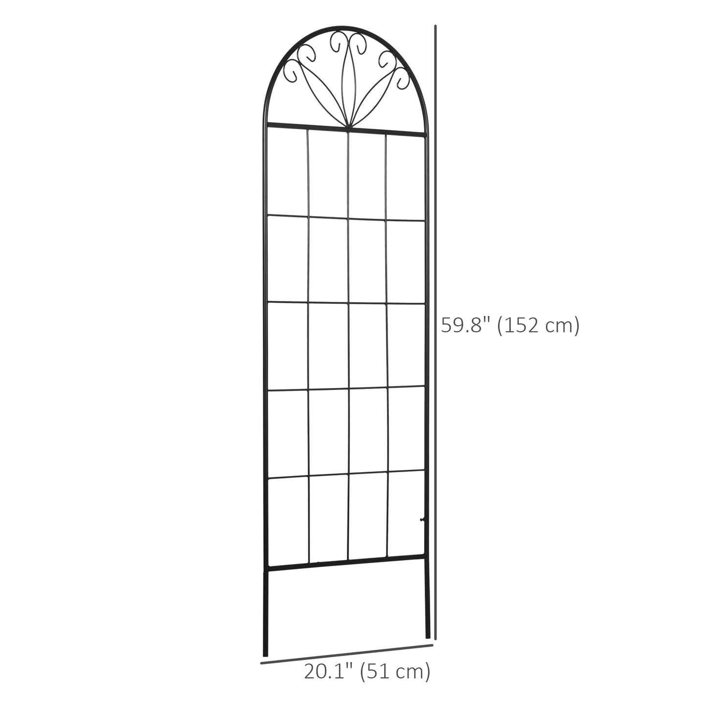 Outsunny Metal Garden Trellis Pack of 2 for Climbing Plants, Arched Grid Trellis Panels, 20" x 60", Black