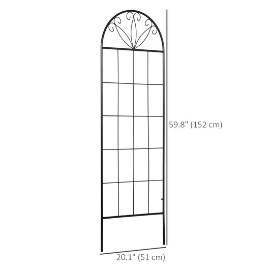 Outsunny Metal Garden Trellis Pack of 2 for Climbing Plants, Arched Grid Trellis Panels, 20" x 60", Black