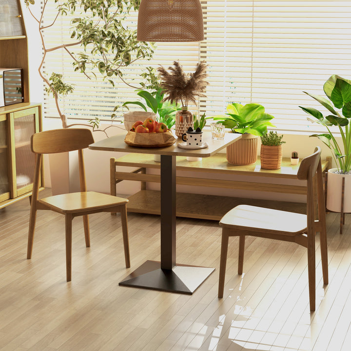 HOMCOM 28" Square Dining Table, Modern Dining Room Table with Steel Base, Space Saving Small Kitchen Table, Dark Brown