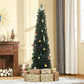 HOMCOM 6FT Artificial Christmas Tree Xmas Pencil Tree Holiday Home Indoor Decoration with Foldable Black Stand for Party, Green
