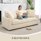HOMCOM 3 Seater Sofa, 83.5" Modern Upholstered Couch with Pocket Spring and 2 Scatter Cushions for Living Room, Cream White