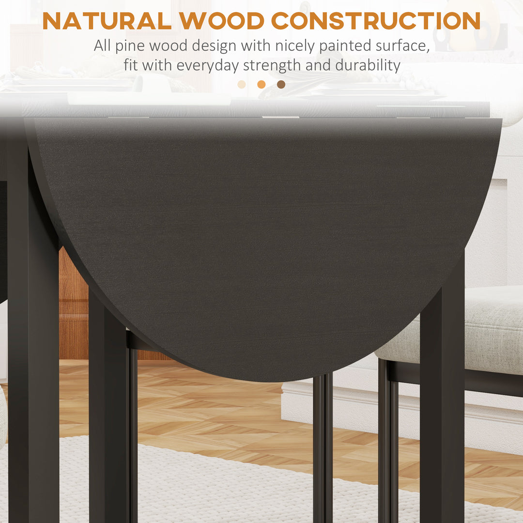 HOMCOM Solid Wood Kitchen Table, Drop Leaf Tables for Small Spaces, Folding Dining Table, Brown