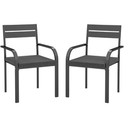 Outsunny 2 Piece Outdoor Dining Chairs with Aluminum Frame, Soft Cushion, for Deck, Garden, Balcony, Poolside, Grey