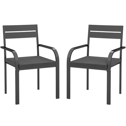 Outsunny 2 Piece Outdoor Dining Chairs with Aluminum Frame, Soft Cushion, for Deck, Garden, Balcony, Poolside, Grey