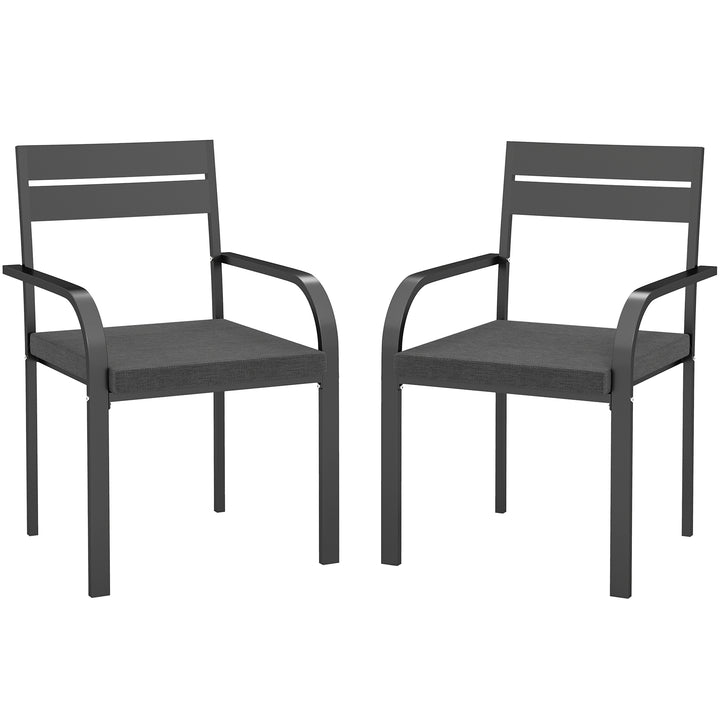 Outsunny 2 Piece Outdoor Dining Chairs with Aluminum Frame, Soft Cushion, for Deck, Garden, Balcony, Poolside, Grey