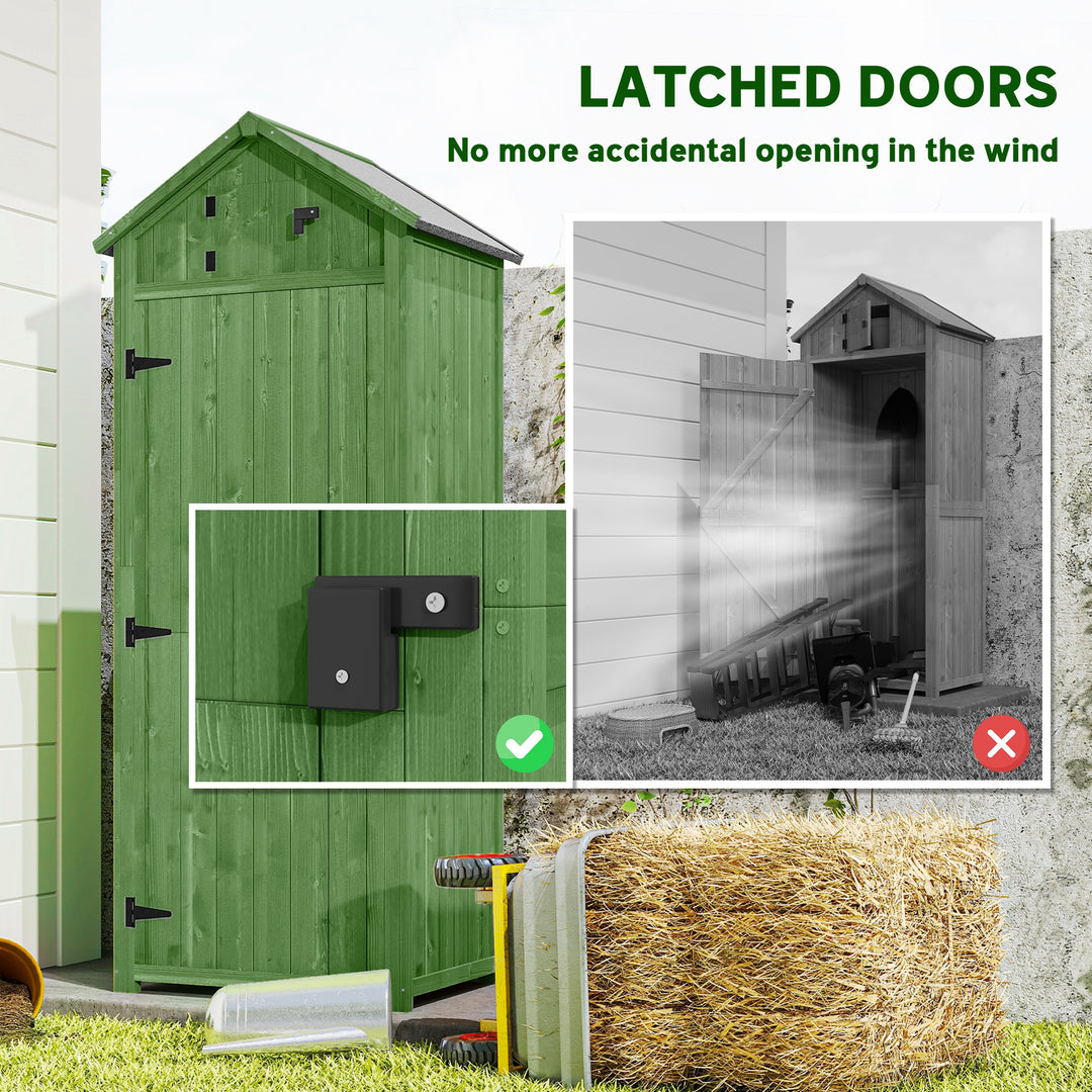 Outsunny 30" x 21" x 71" Garden Storage Shed, Outdoor Tool Utility Storage House  with 3 Tier Shelves and Roof, Blue