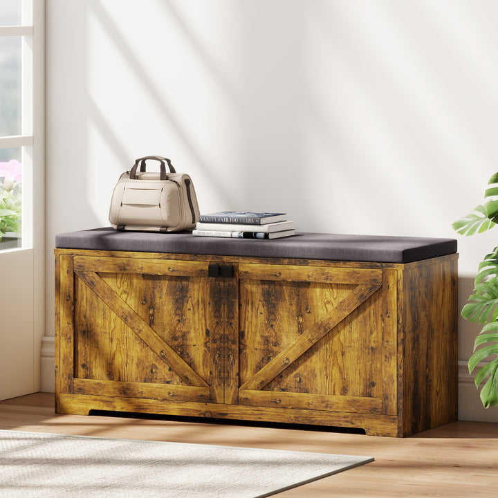 HOMCOM Shoe Storage Bench with Padded Seat, Entryway Bench Holds up to 352 lb, Shoe Organizer, 8 Pairs, Light Grey