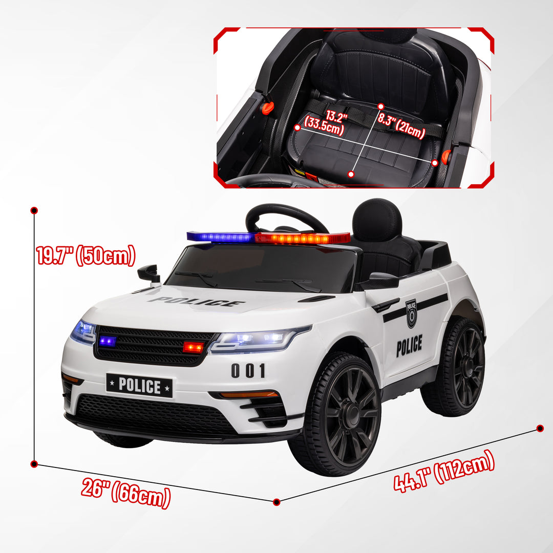 Qaba 12V Kids Electric Police Car w/ Remote Control, Spring Suspension, Transport Wheel, Siren, Music, Light, Horn, Black