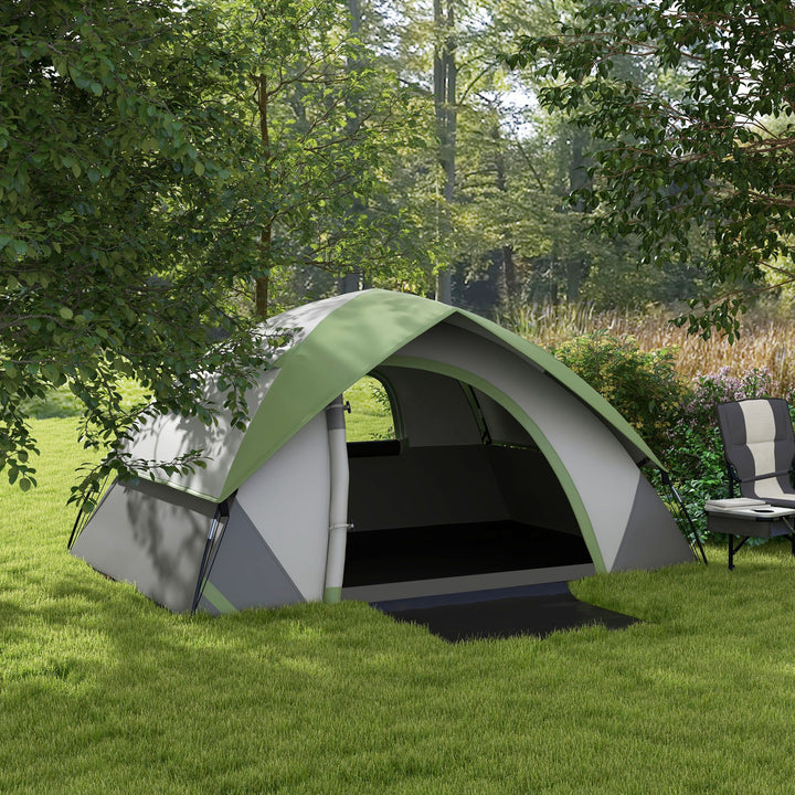 Outsunny 3000mm Waterproof Camping Tent for 2 Man, with Sewn-in Groundsheet and Carry Bag, Grey and Green