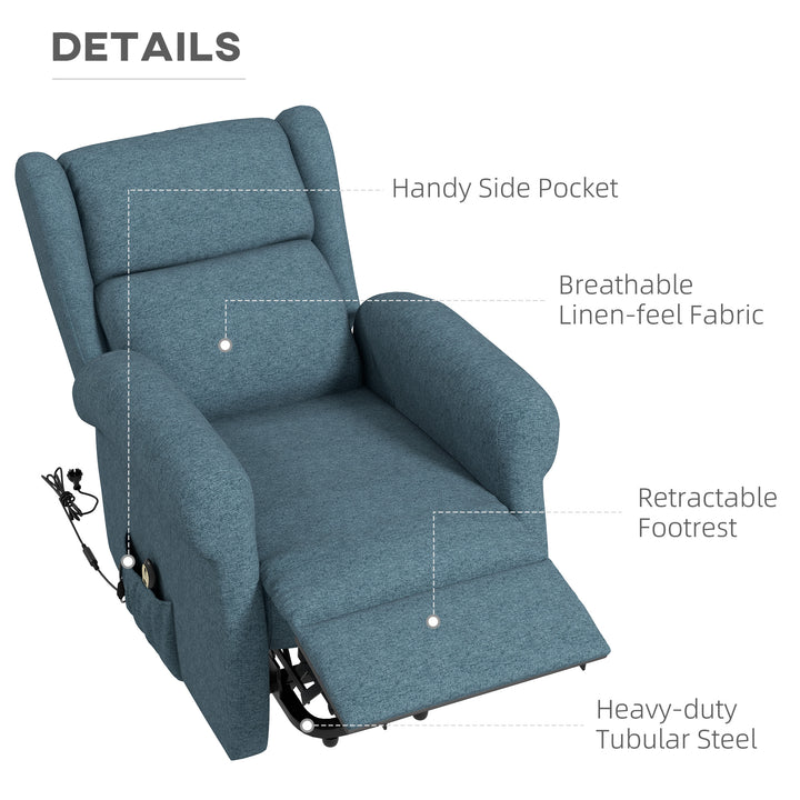 HOMCOM Wingback Lift Chair for Elderly, Power Chair Recliner with Footrest, Remote Control, Side Pockets, Grey