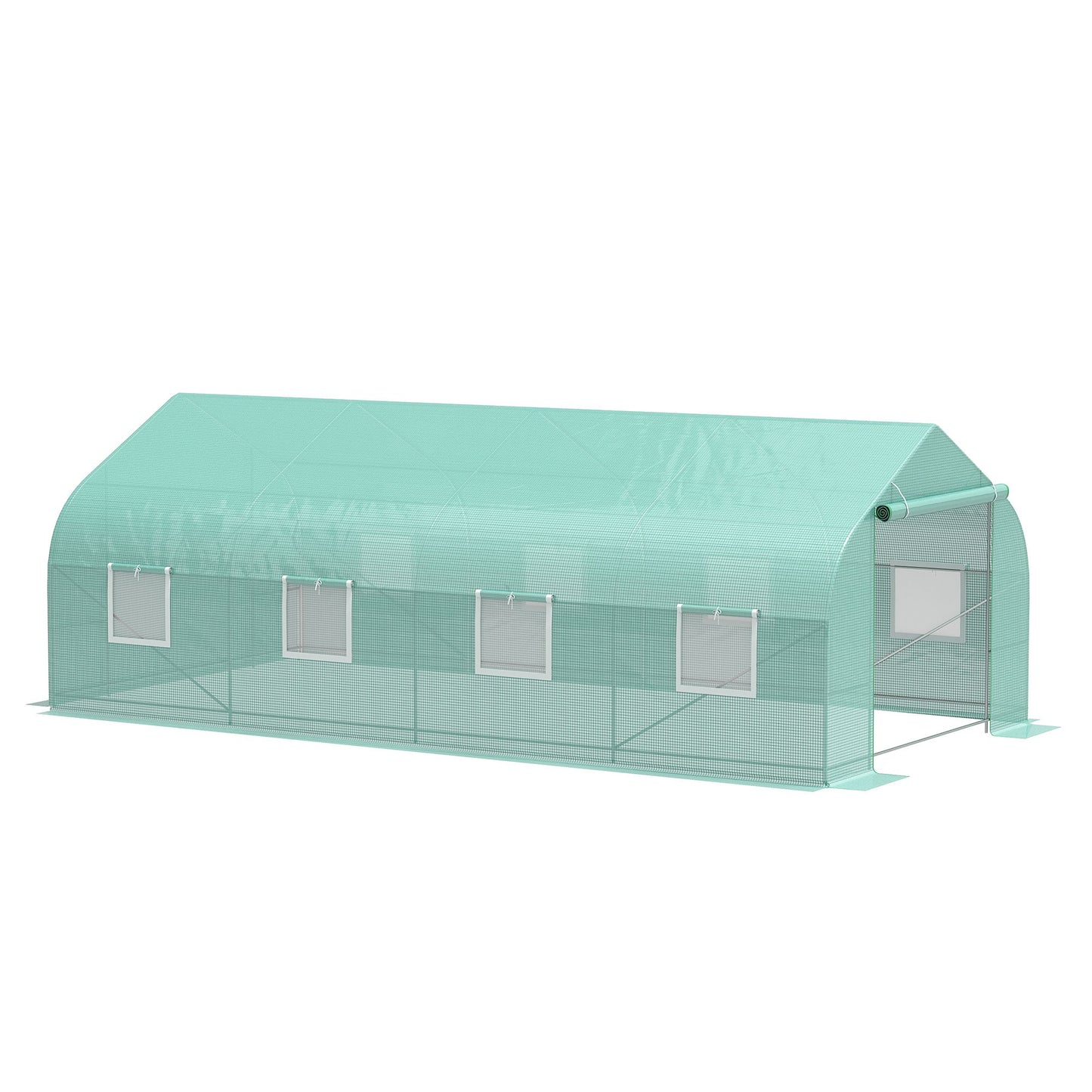 Outsunny 20x10x7ft Walk-in Steeple Greenhouse Outdoor Backyard Plant Seed Growth Tunnel Shed Warm House with 2 Anchor Way White