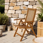 Outsunny Outdoor Folding Chair with Adjustable Back, Wood Foldable Dining Chair with Slatted Seat, Armrest, Teak