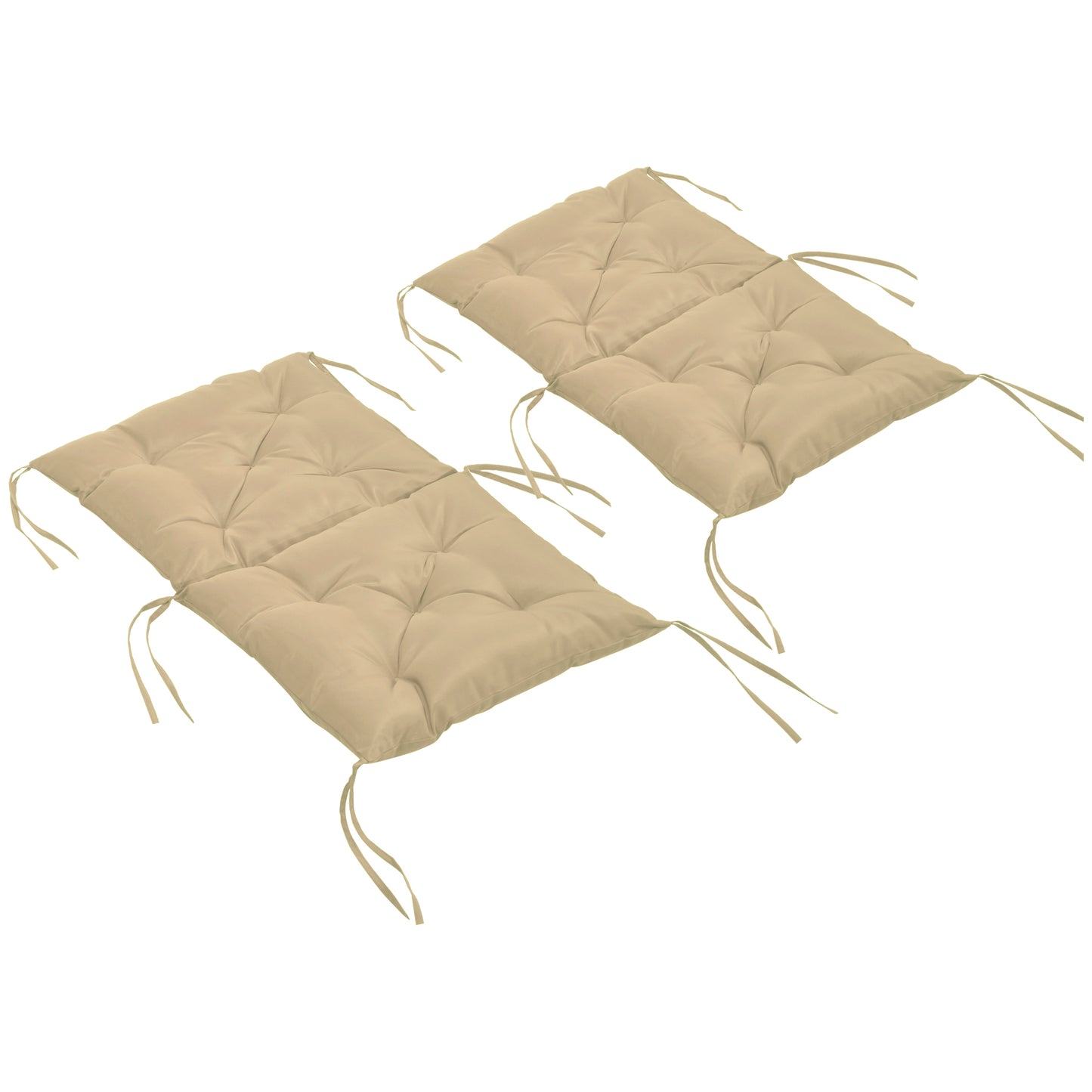 Outsunny Patio Chair Cushions Set of 2, 39" x 20" x 3" Outdoor Tufted Cushion Set with Ties for Indoor Outdoor Garden Furniture, Dark Grey