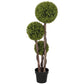 HOMCOM 3FT Potted Fake Plant, Artificial Boxwood Topiary Tree, Triple Ball Tree for Indoor and Outdoor, Green