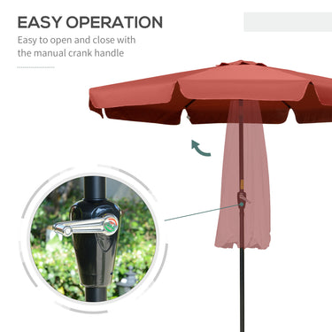 Outsunny 8.5 ft Outdoor Market Table Umbrella, Round Patio Umbrella with Tilt and Crank for Garden, Backyard, Deck, Wine Red