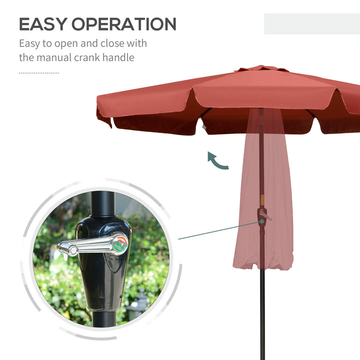 Outsunny 8.5 ft Outdoor Market Table Umbrella, Round Patio Umbrella with Tilt and Crank for Garden, Backyard, Deck, Wine Red
