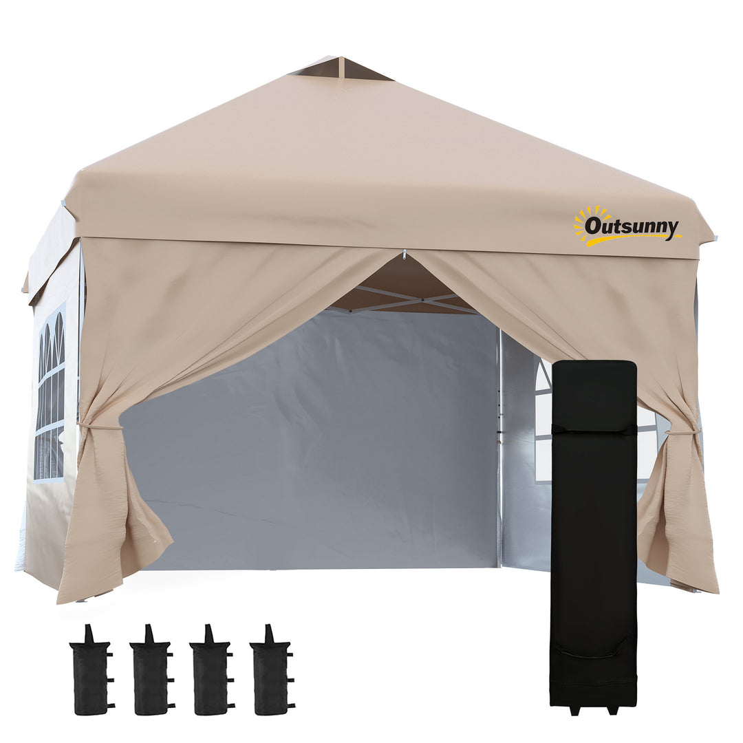 Outsunny 10' x 10' Pop Up Canopy Tent, Instant Sun Shelter, Tents for Parties, with Wheeled Carry Bag, Blue