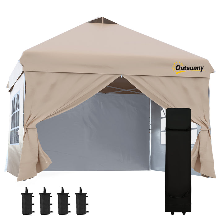 Outsunny 10' x 10' Pop Up Canopy Tent, Instant Sun Shelter, Tents for Parties, with Wheeled Carry Bag, Blue