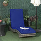 Outsunny Outdoor Adjustable Wicker Chaise Lounge Chair with Cushion & Wheels for Patio, Deck, Poolside, Sky Blue
