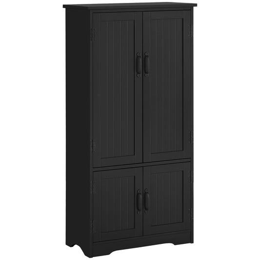 HOMCOM 48" 4-Door Storage Cabinet Multi-Storey Large Space Pantry with Adjustable Shelves Black