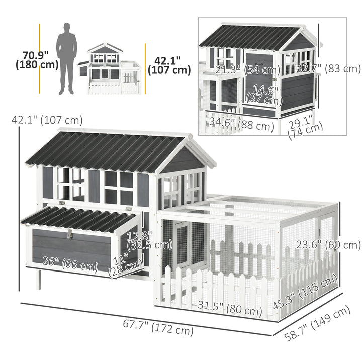PawHut Wooden Chicken Coop with Run for 1-2 Chicken, Bunnies, Ducks