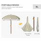 Outsunny 6.2' Beach Umbrella for Travel, Vent, Ruffles, Carry Bag, Portable Outdoor Umbrella for Garden, Light Green