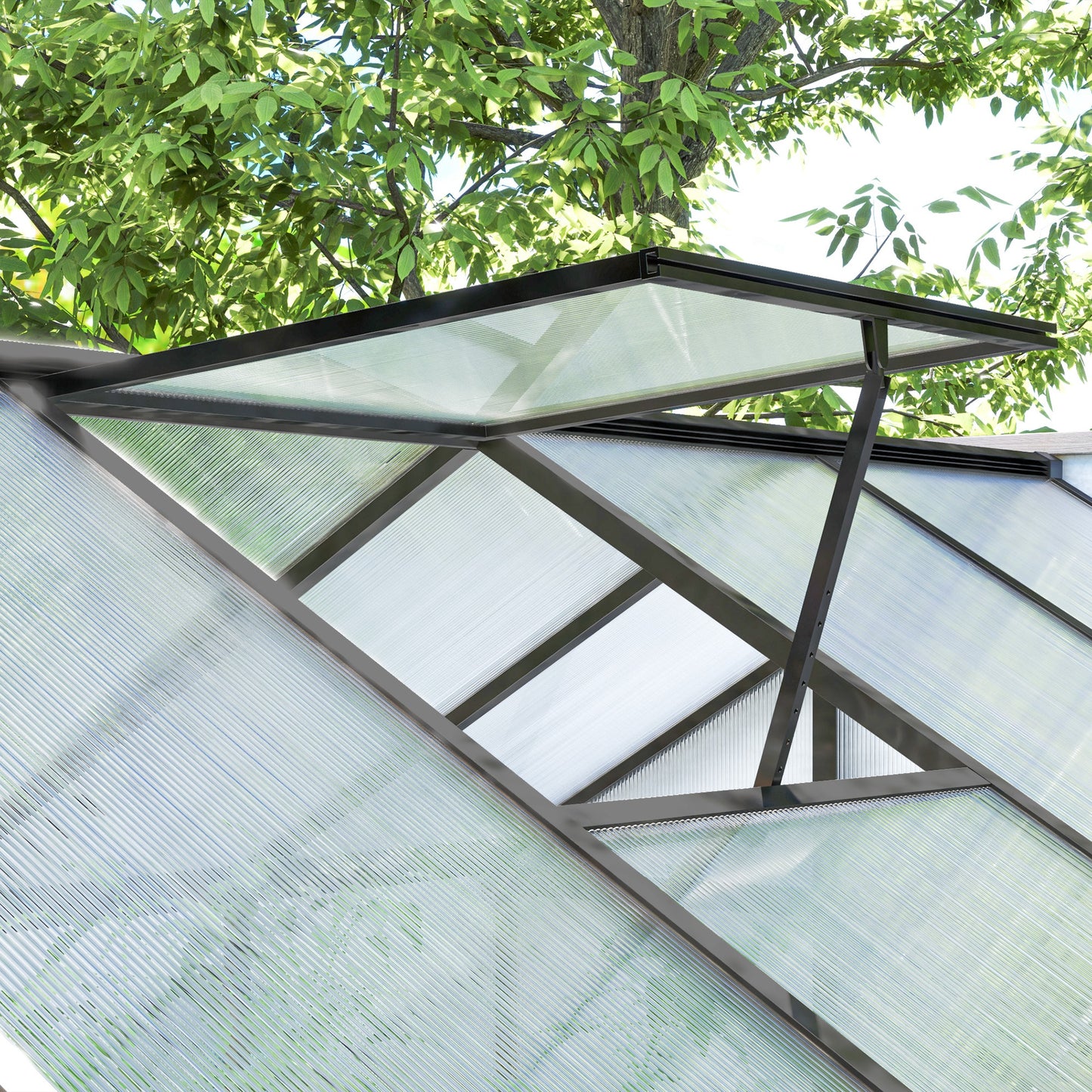 Outsunny 6' x 10' x 6.4' Walk-in Garden Greenhouse Polycarbonate Panels Plants Flower Growth Shed Cold Frame Outdoor Portable Warm House Aluminum Frame, Silver