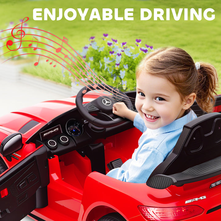 Qaba Mercedes-Benz AMG GTR Licensed 12V Battery Powered Kids Electric Car w/ Remote, Soft Start, Lights, Music Horn, Black