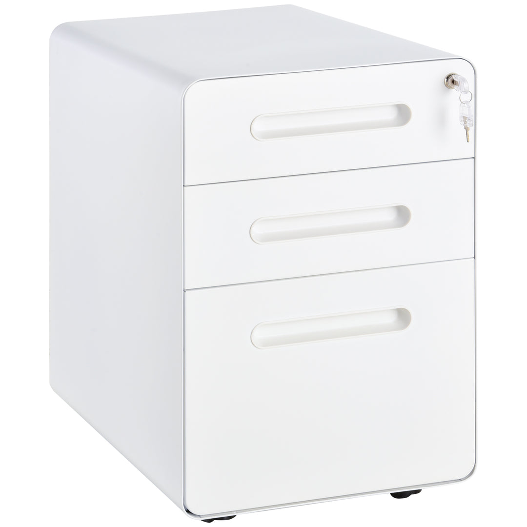 Vinsetto Lockable File Cabinet, Steel Filing Cabinet on Wheels for Legal, A4, Letter Size, Home Office
