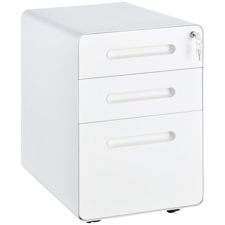 Vinsetto Lockable File Cabinet, Steel Filing Cabinet on Wheels for Legal, A4, Letter Size, Home Office