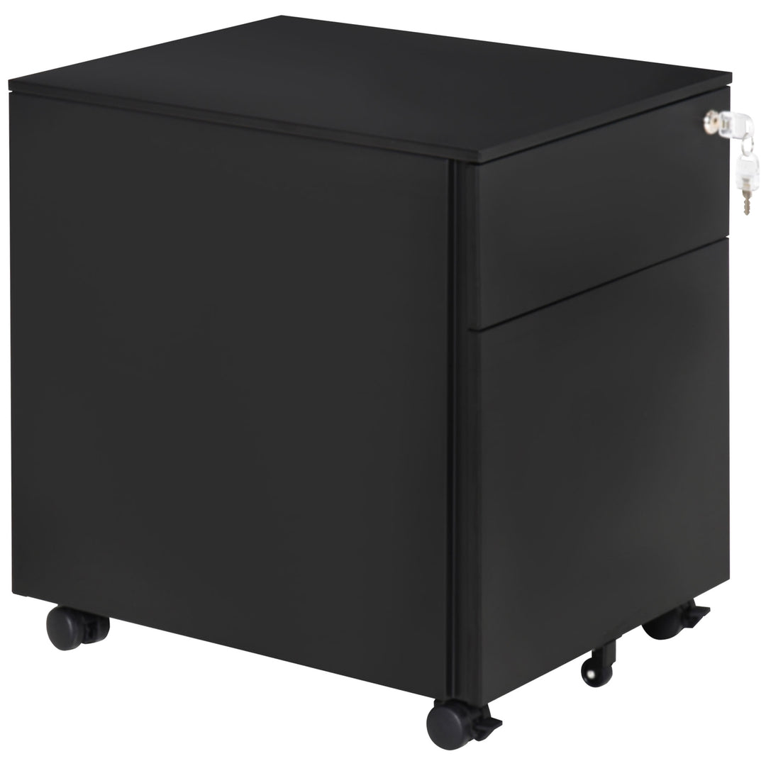 Vinsetto Lockable File Cabinet, Steel Filing Cabinet on Wheels for Legal, A4, Letter Size, with Pencil Tray for Home Office