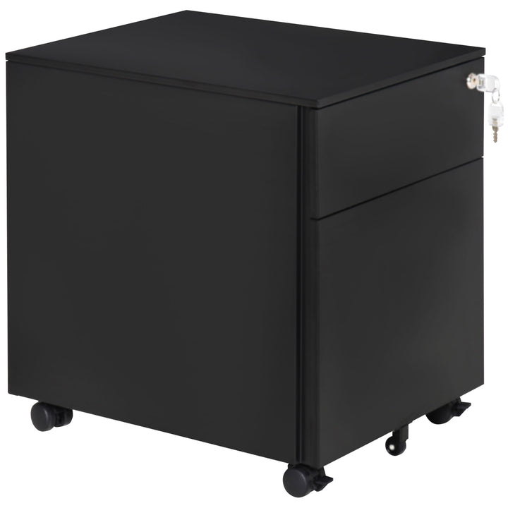 Vinsetto Lockable File Cabinet, Steel Filing Cabinet on Wheels for Legal, A4, Letter Size, with Pencil Tray for Home Office