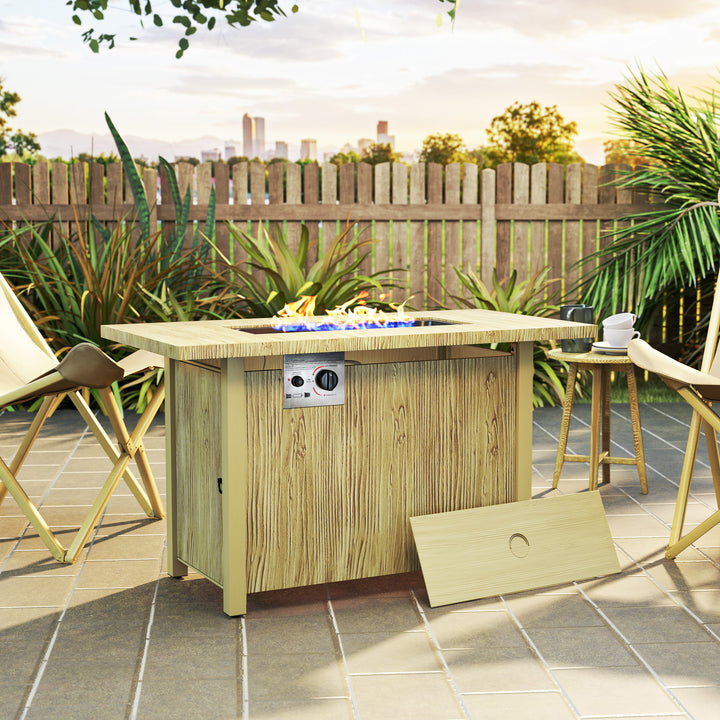 Outsunny 43" Propane Fire Pit Table 50,000 BTU Outdoor Gas Fire Table with Waterproof Cover