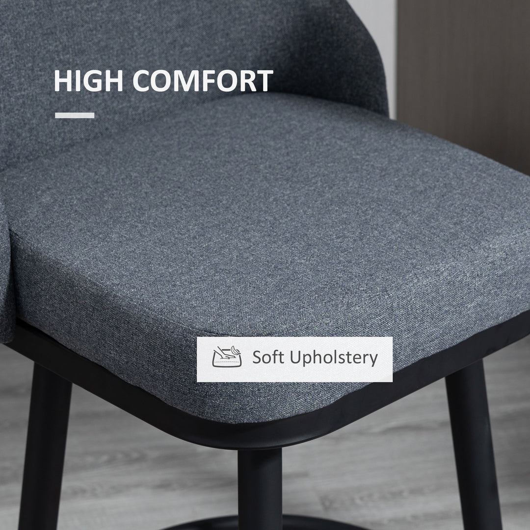 HOMCOM Extra Tall Bar Stools Set of 2, Modern 360° Swivel Barstools, Dining Room Chairs with Steel Legs Footrest, Charcoal Grey