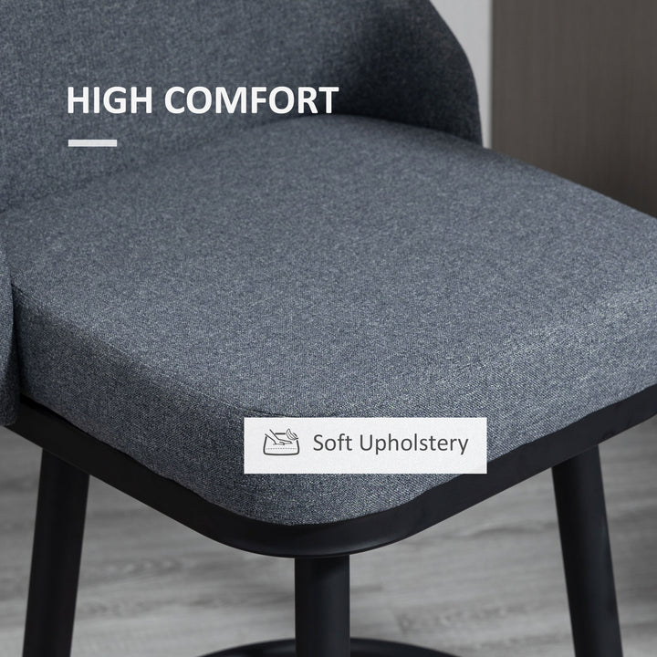 HOMCOM Extra Tall Bar Stools Set of 2, Modern 360° Swivel Barstools, Dining Room Chairs with Steel Legs Footrest, Charcoal Grey