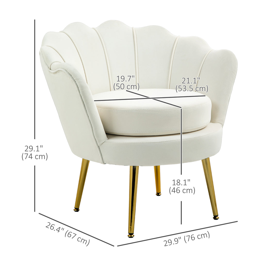 HOMCOM Modern Accent Chair, Velvet-Touch Fabric Leisure Club Chair with Gold Metal Legs for Bedroom, Yellow