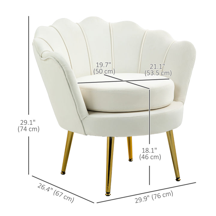 HOMCOM Modern Accent Chair, Velvet-Touch Fabric Leisure Club Chair with Gold Metal Legs for Bedroom, Yellow