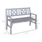 Outsunny Foldable Garden Bench, 2-Seater Patio Wooden Bench, Loveseat Chair with Backrest and Armrest for Patio, Porch or Balcony, Grey