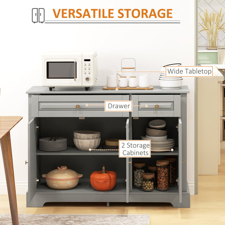 HOMCOM Modern Sideboard Cabinet, Buffet Cabinet with 2 Drawers and Adjustable Shelves, Buffets Tables for Dining Room, Black